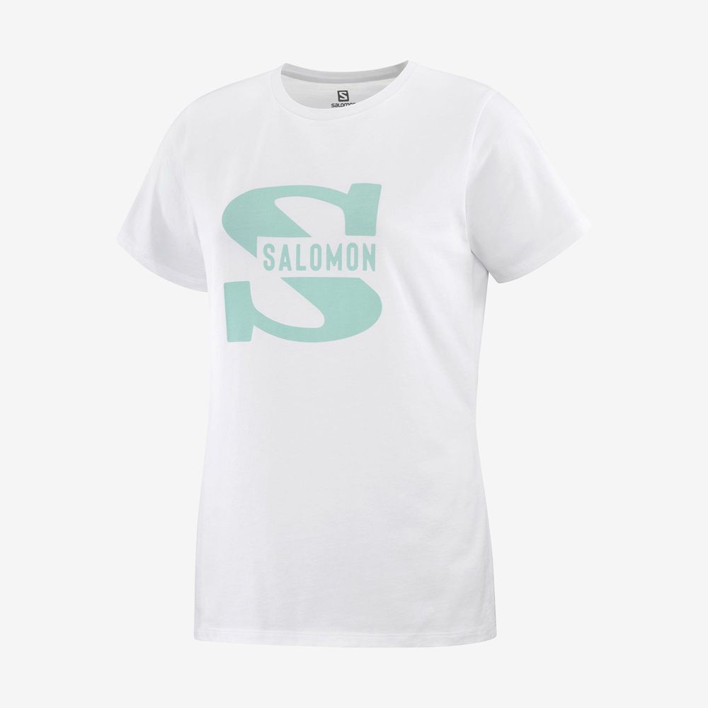 SALOMON OUTLIFE BIG LOGO Philippines - Women's Tee Shirts - White | 825976-BCO